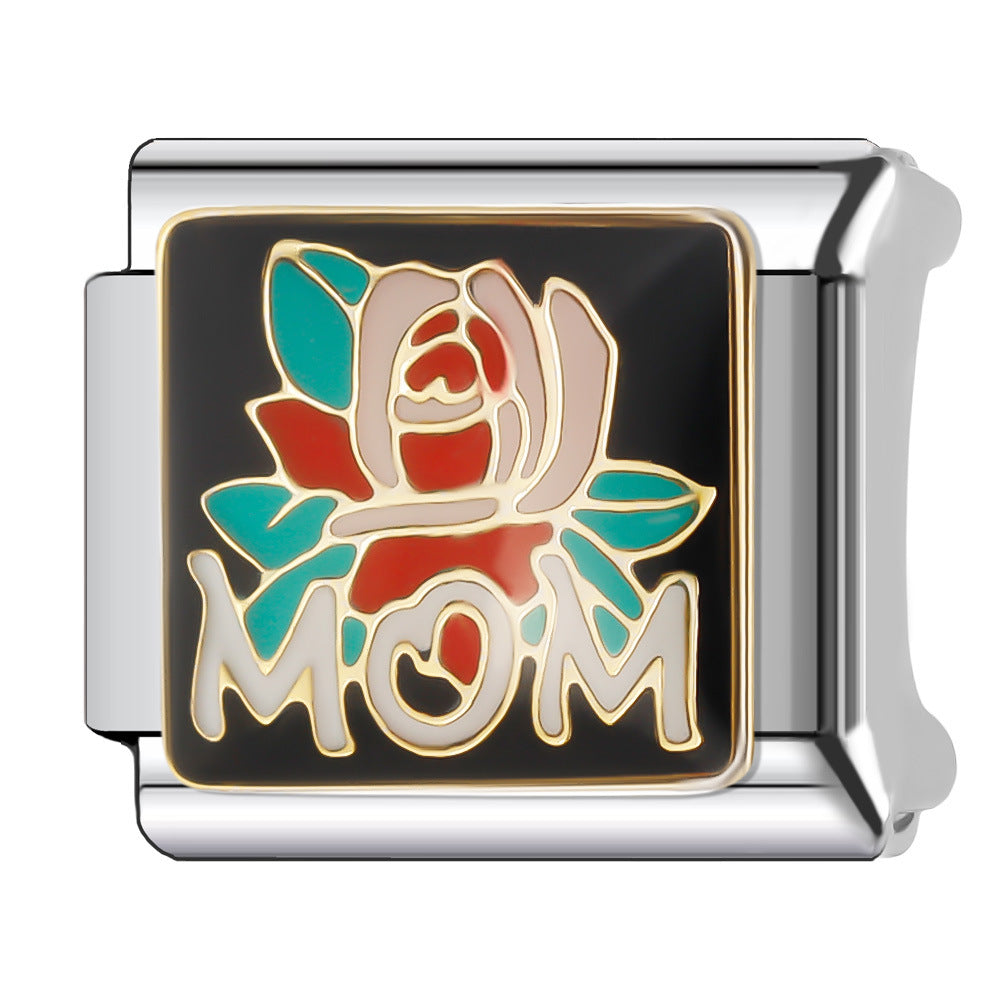 Wholesale Italian Charm Bracelet 9mm DIY Splicing Plant and Flower Series Stainless Steel Composable Bracelet