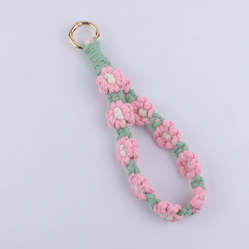 Wholesale Handmade Weaving Cotton Cord Daisy Keychain ACC-KC-GuangTian019