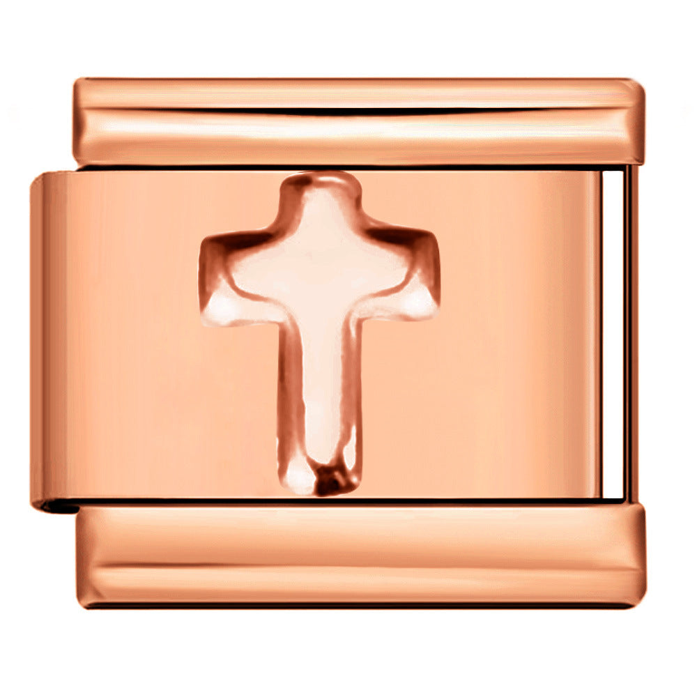 Wholesale Italian Charm Bracelet 9mm DIY Splicing Rose Gold Series Stainless Steel Composable Bracelet