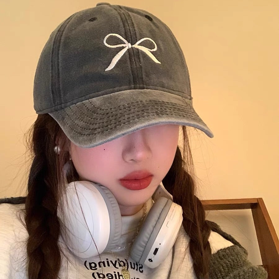 Wholesale Vintage Washed Distressed Bow Embroidered Baseball Cap ACC-HT-Yizhan006