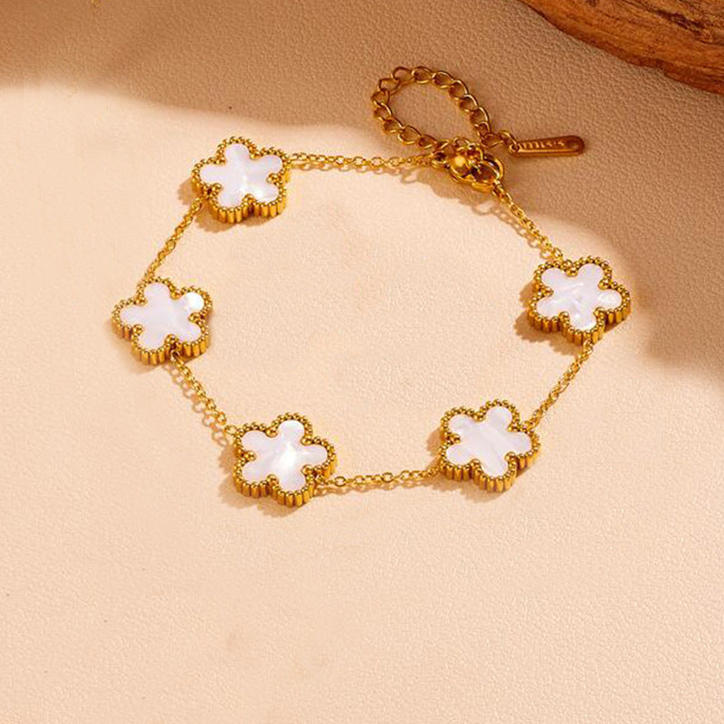 Wholesale Electroplated Stainless Steel Lucky Clover Bracelet - Modern Minimalist Fashion Accessory for Gift or Boutique Resale