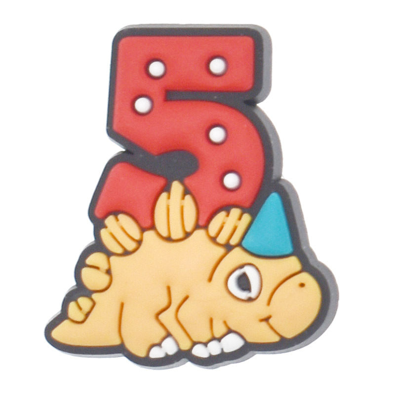 Wholesale Random 100pcs Digital Dinosaur PVC Soft Rubber Shoe Buckle Decoration ACC-SC-RYY059