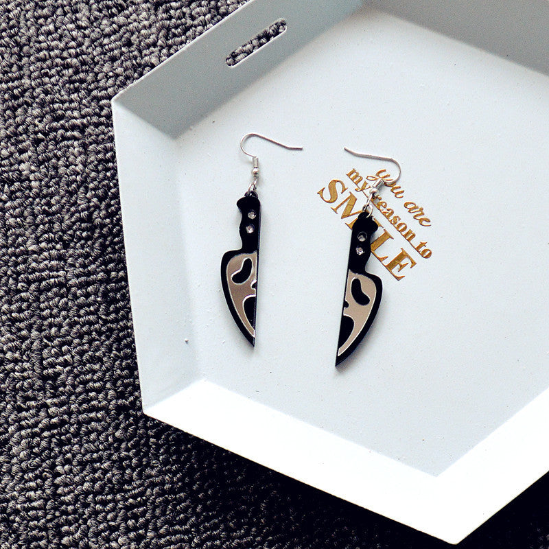 Wholesale Harajuku Punk Killer Sharp Knife Kitchen Knife Acrylic Earrings ACC-ES-XN027