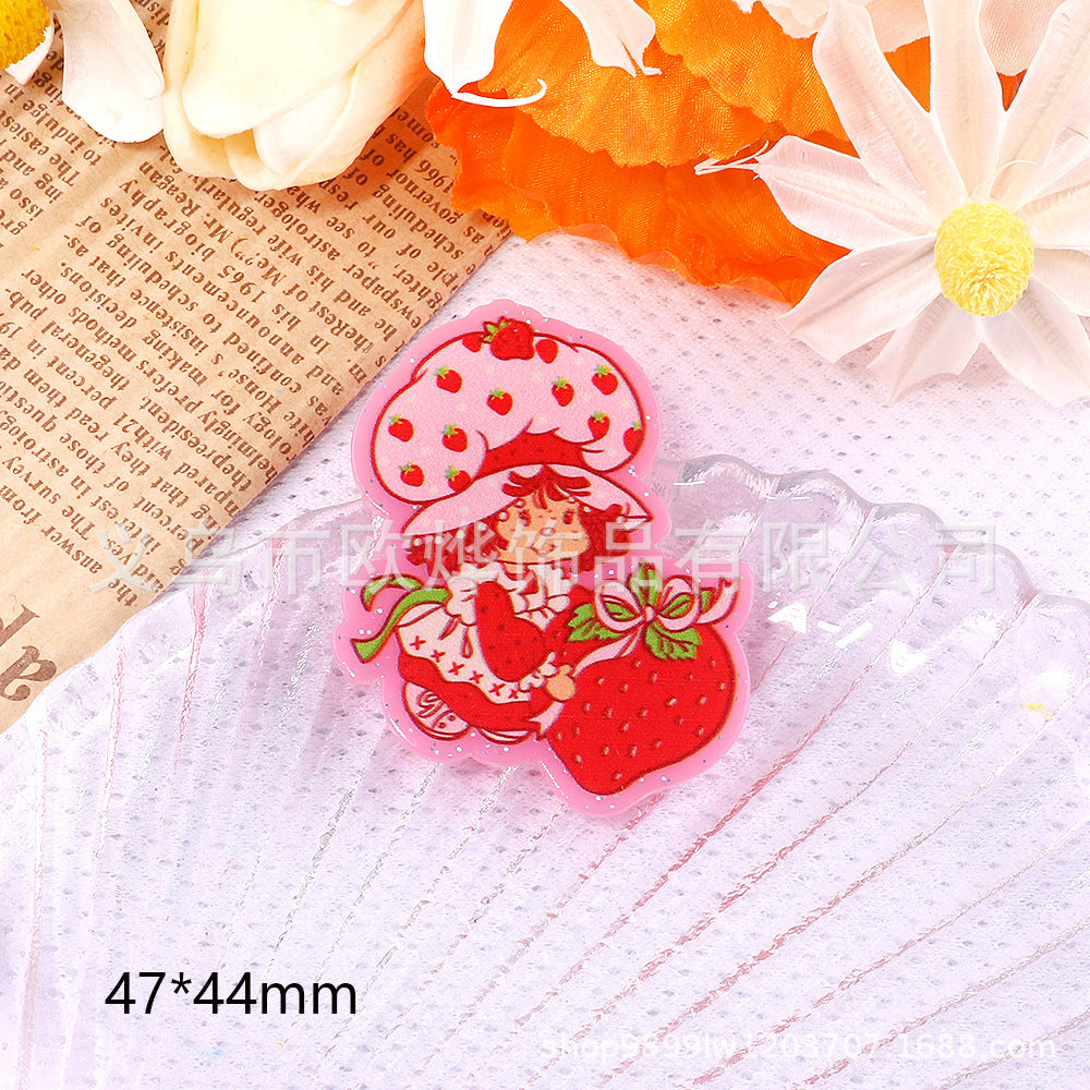 Wholesale 10pcs DIY Flatback Cartoon Rainbow Girl Acrylic Flatback Badge Reels Retractable Keychain DIY Accessories