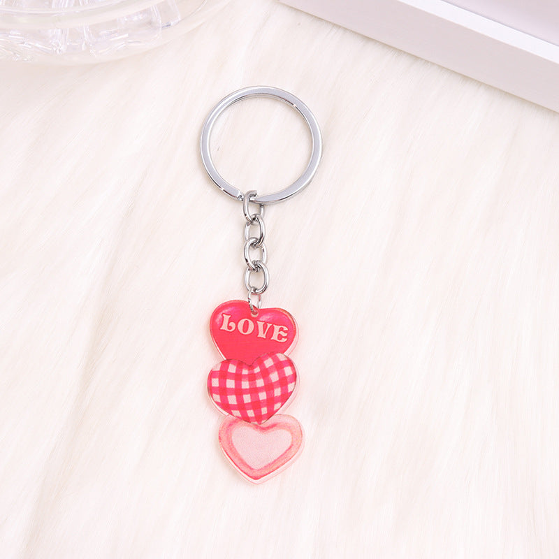 Wholesale Valentine's Day Heart Gnome Flamingo Rainbow Acrylic Keychain