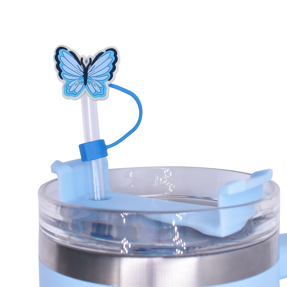 Wholesale Random 100pcs 10mm Straw Tube Cap Colored Butterfly PVC Soft Rubber Straw Plugs ACC-SCR-RYYY020