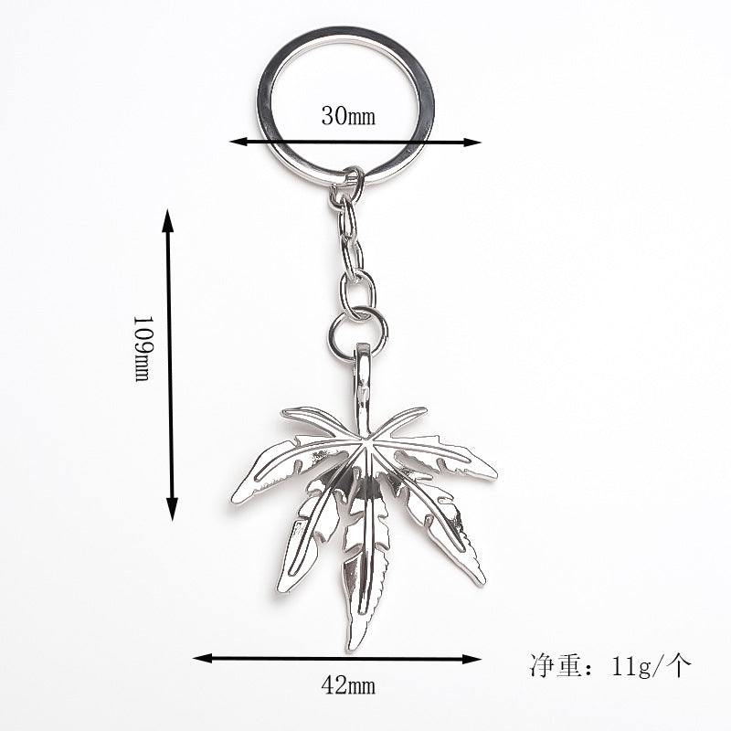Wholesale Retro Maple Leaf Alloy Keychain Silver Electroplated Hip Hop Style Fashion Accessory For Everyday Use And Resale