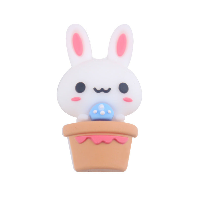 Wholesale Cartoon Cute Easter Cartoon Animal Little White Rabbit Series Focal Beads DIY Bead Accessories