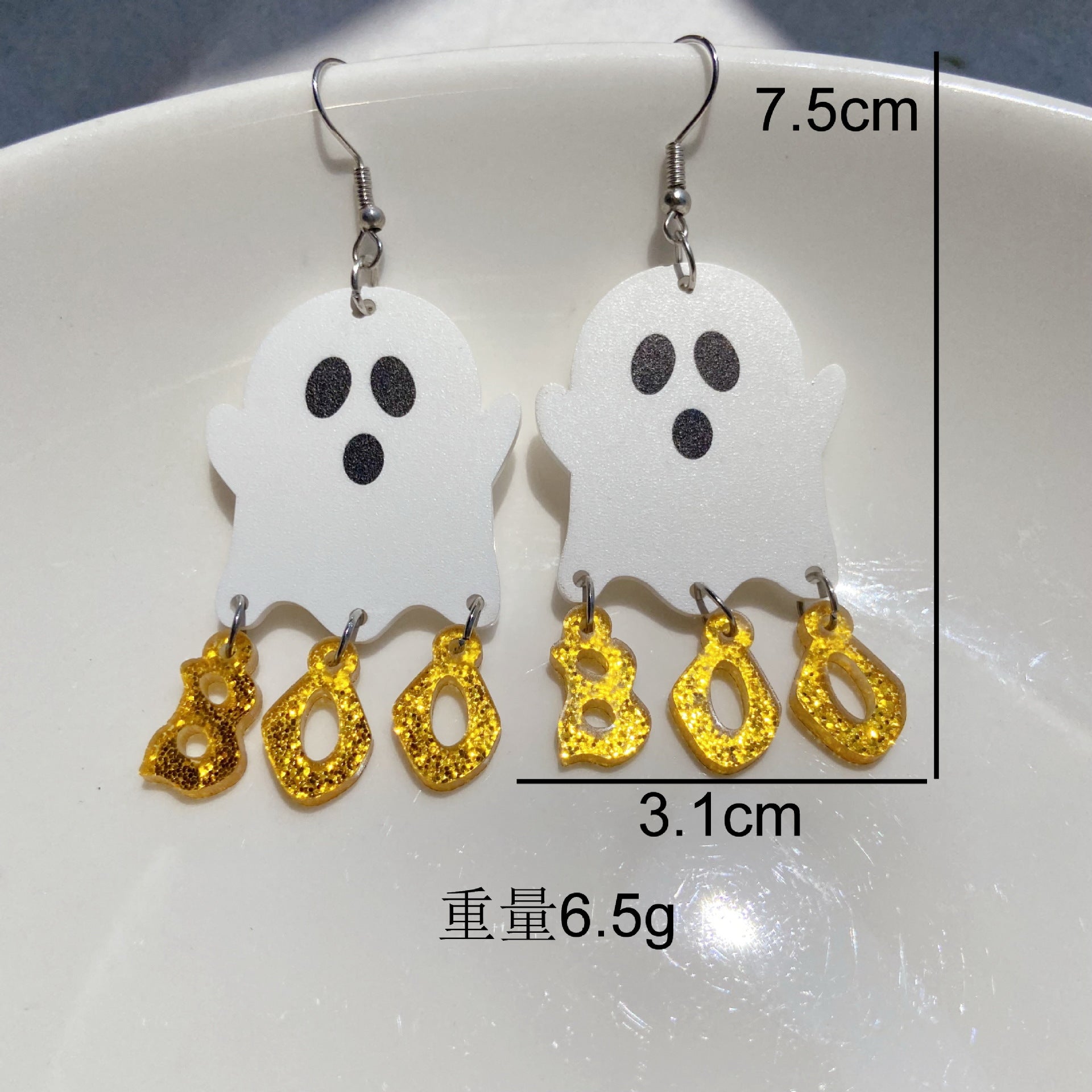 Wholesale  Halloween Acrylic Earrings Ghost Boo Letters  Earrings Jewelry