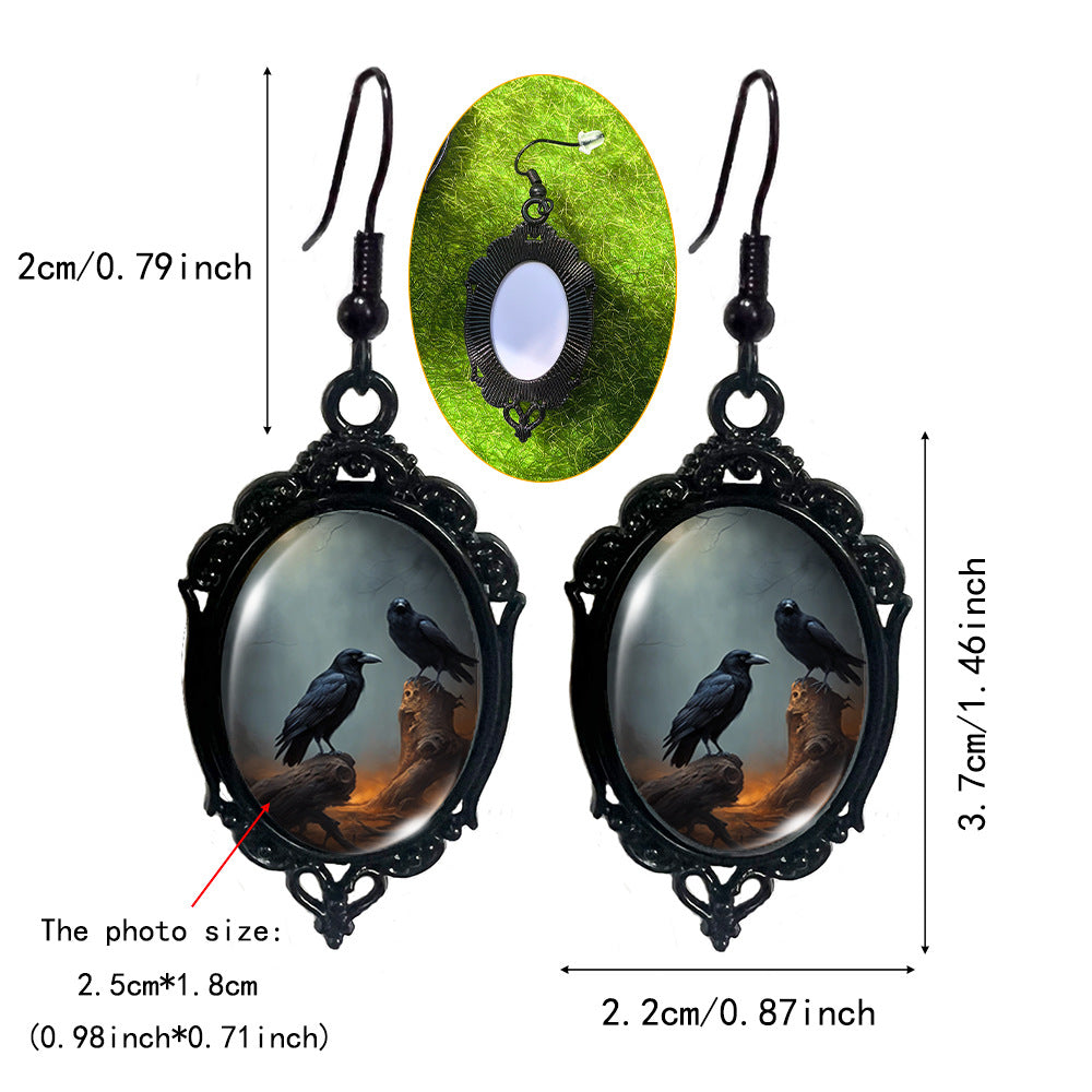 Wholesale Halloween Crow Stepping on Skull Earrings ACC-ES-XiangLian011