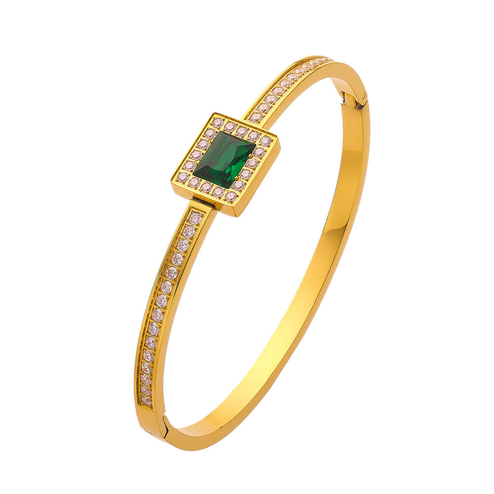 Wholesale Inlaid Colored Zircon Titanium Steel Bracelet ACC-BT-Feif003