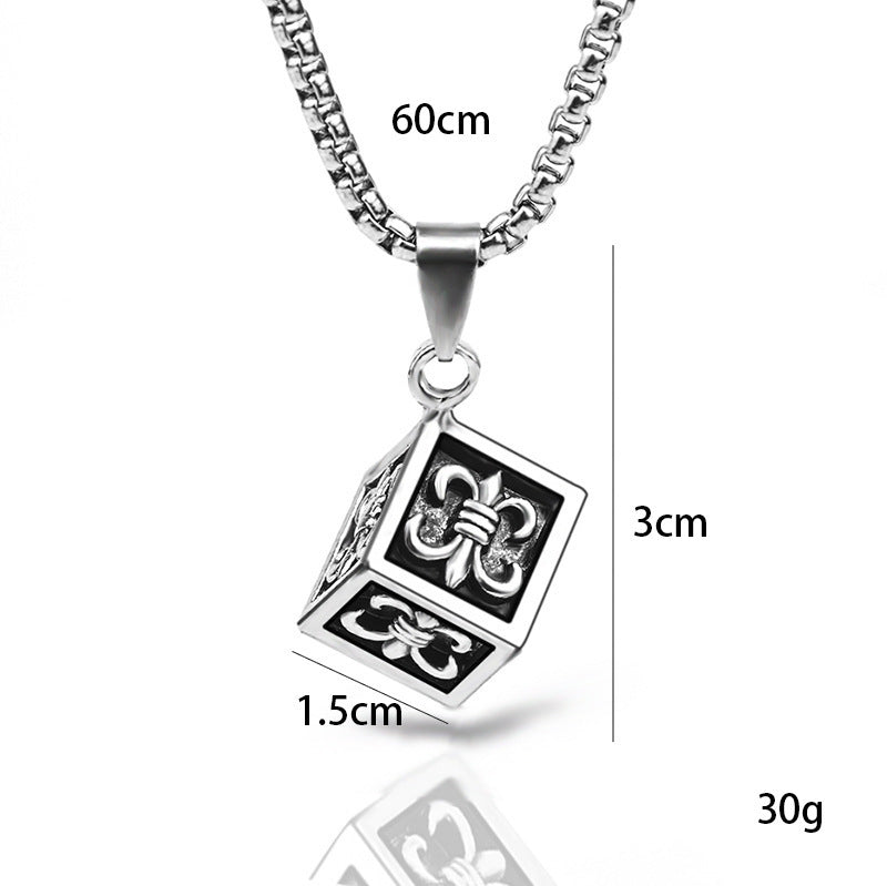 Wholesale personality hip-hop stainless steel necklace men's retro box pendant jewelry