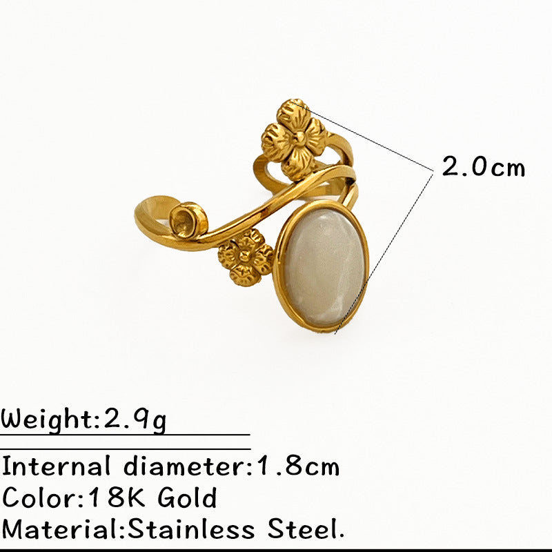 Wholesale Fashionable Titanium Steel Ring Inlaid with Natural Stone