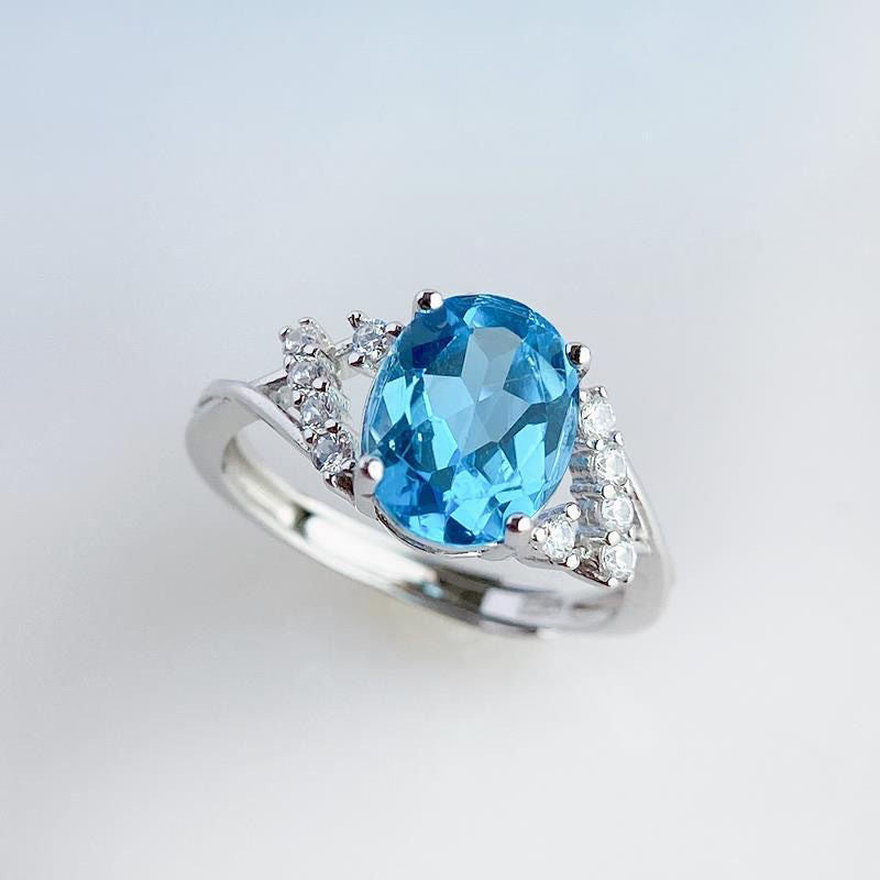 Wholesale S925 silver-plated natural Topaz ring