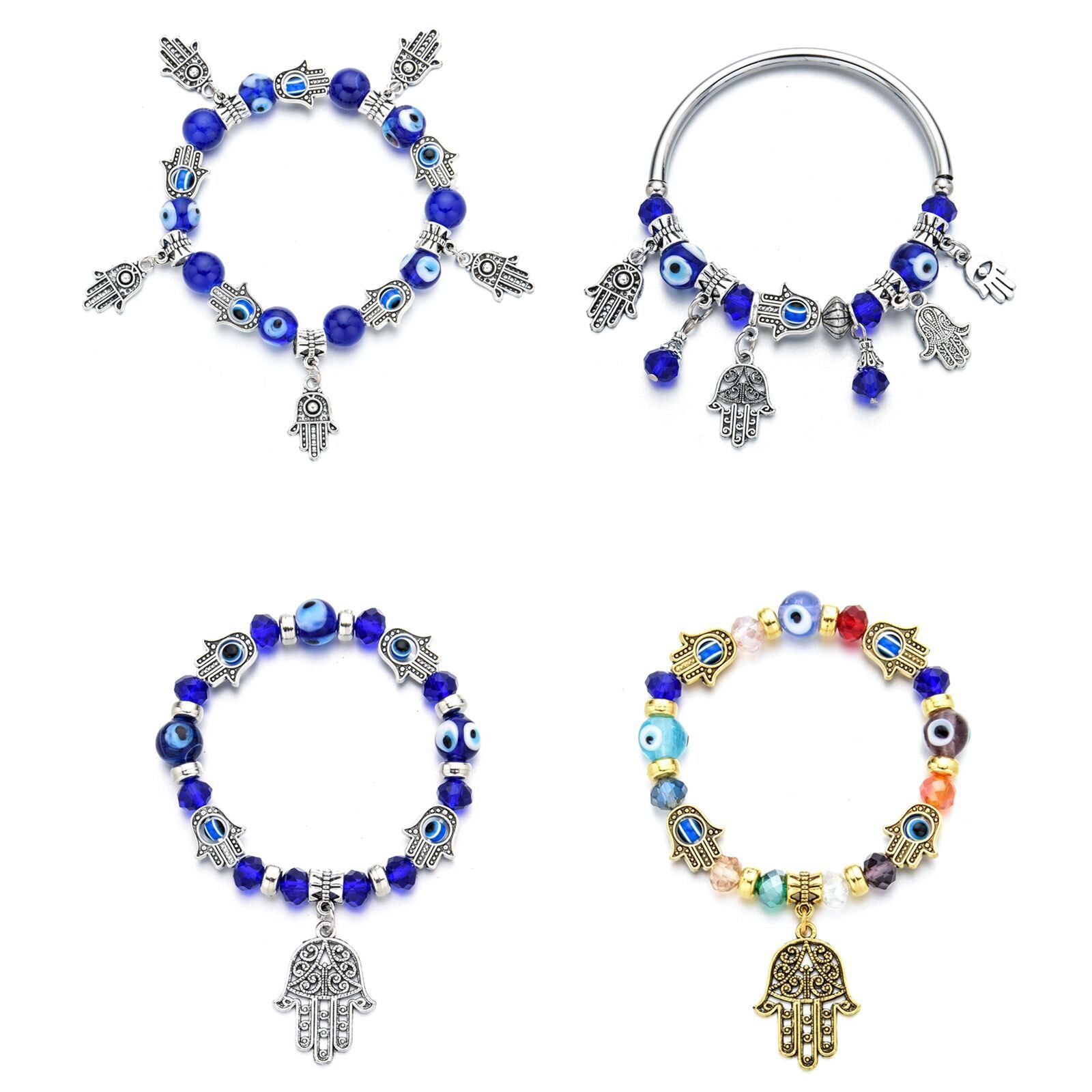 Wholesale Alloy Evil Eye Beaded Bracelet Vintage Pendant Charm Travel Souvenir Jewelry Accessory