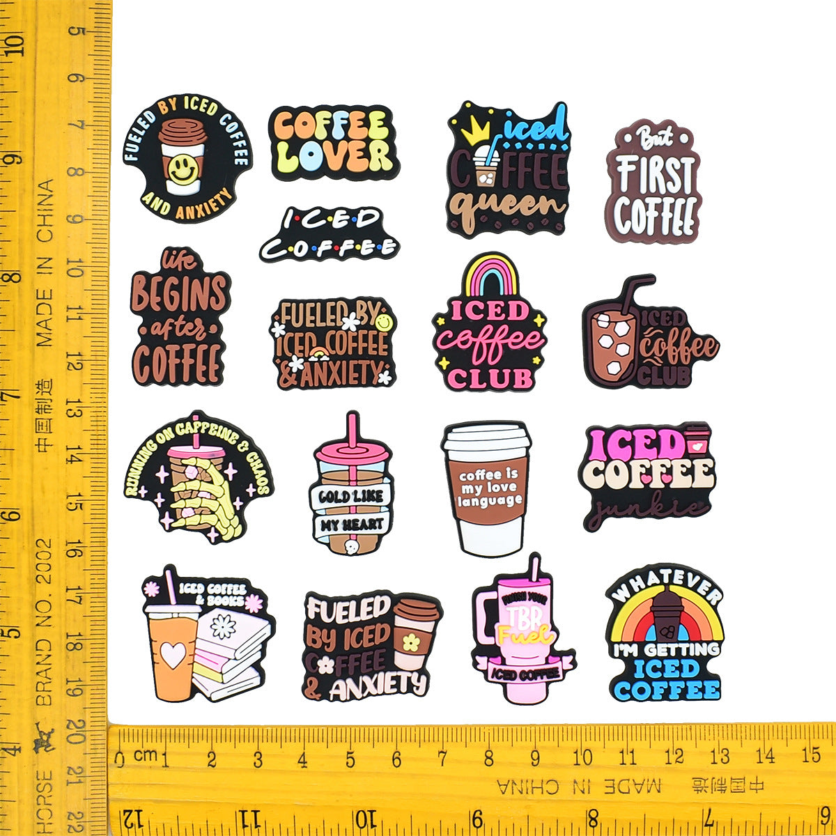 Wholesale Random 100pcs  coffee series   PVC Soft Rubber Shoe Buckle Decoration