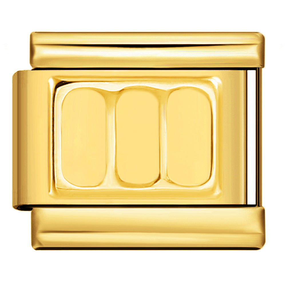 Wholesale Italian Charm Bracelet 9mm DIY Splicing Removable Gold Stamping Pattern Stainless Steel Composable Bracelet