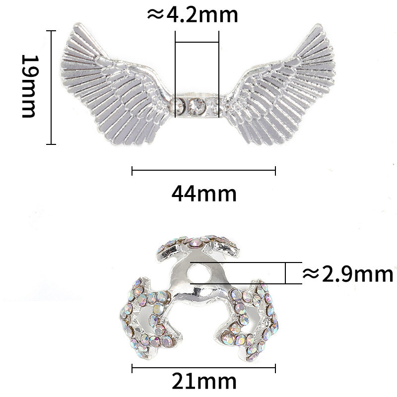 Wholesale 25pcs Heavy Rhinestone Angel Wings Diamond Hoop Bead Holder Diy Accessories ACC-BDS-BLG090