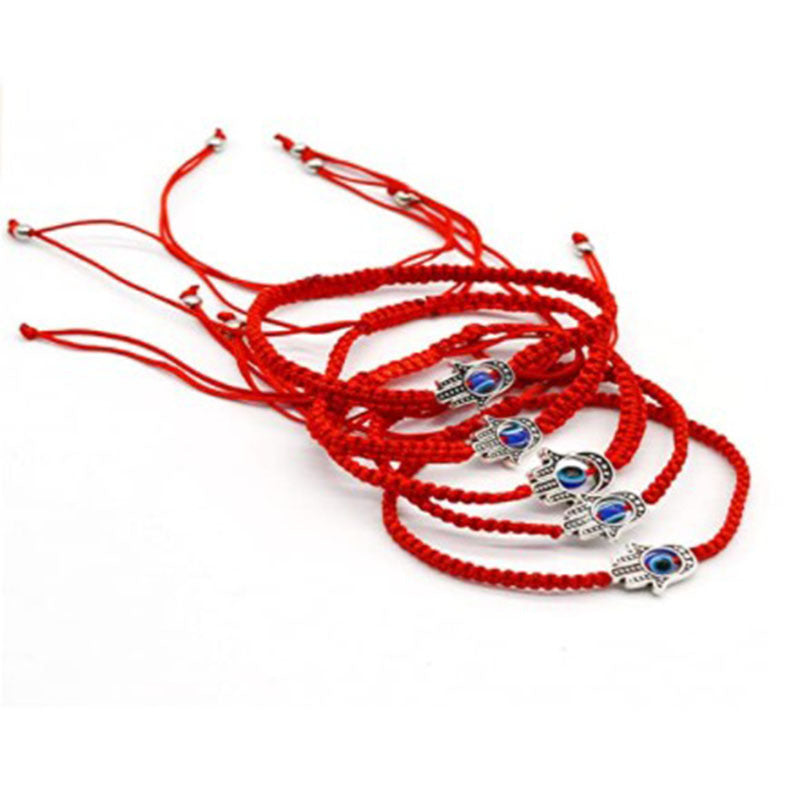 Wholesale Adjustable Pull Braided Hand Rope Palm Eye Handmade Seven-section Flat Knot Red Rope Bracelet ACC-BT-Yunh001