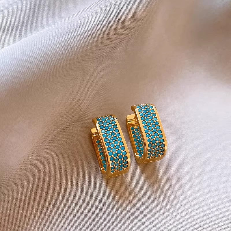 Wholesale Elegant  Sophisticated Four-Leaf Clover Turquoise Stud Earrings