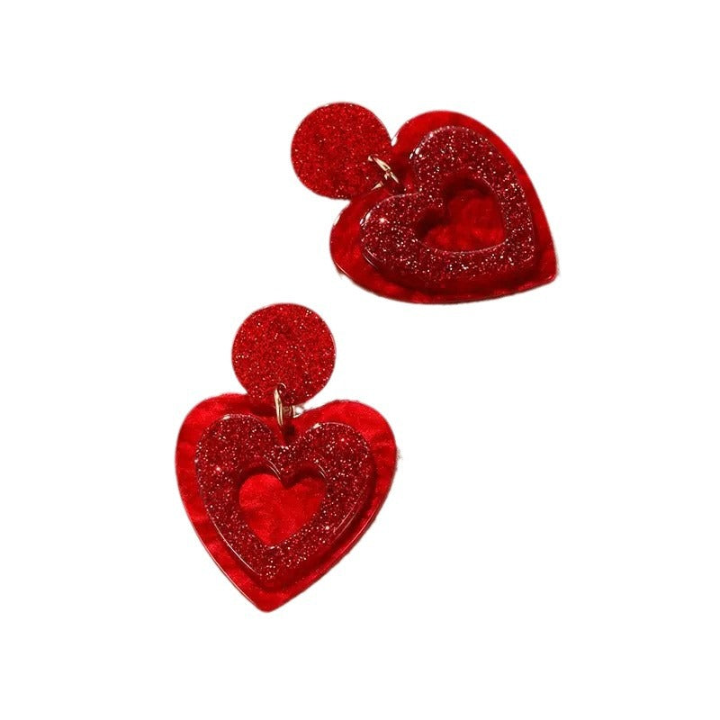 Wholesale Valentine' s Day Acrylic Heart Earrings