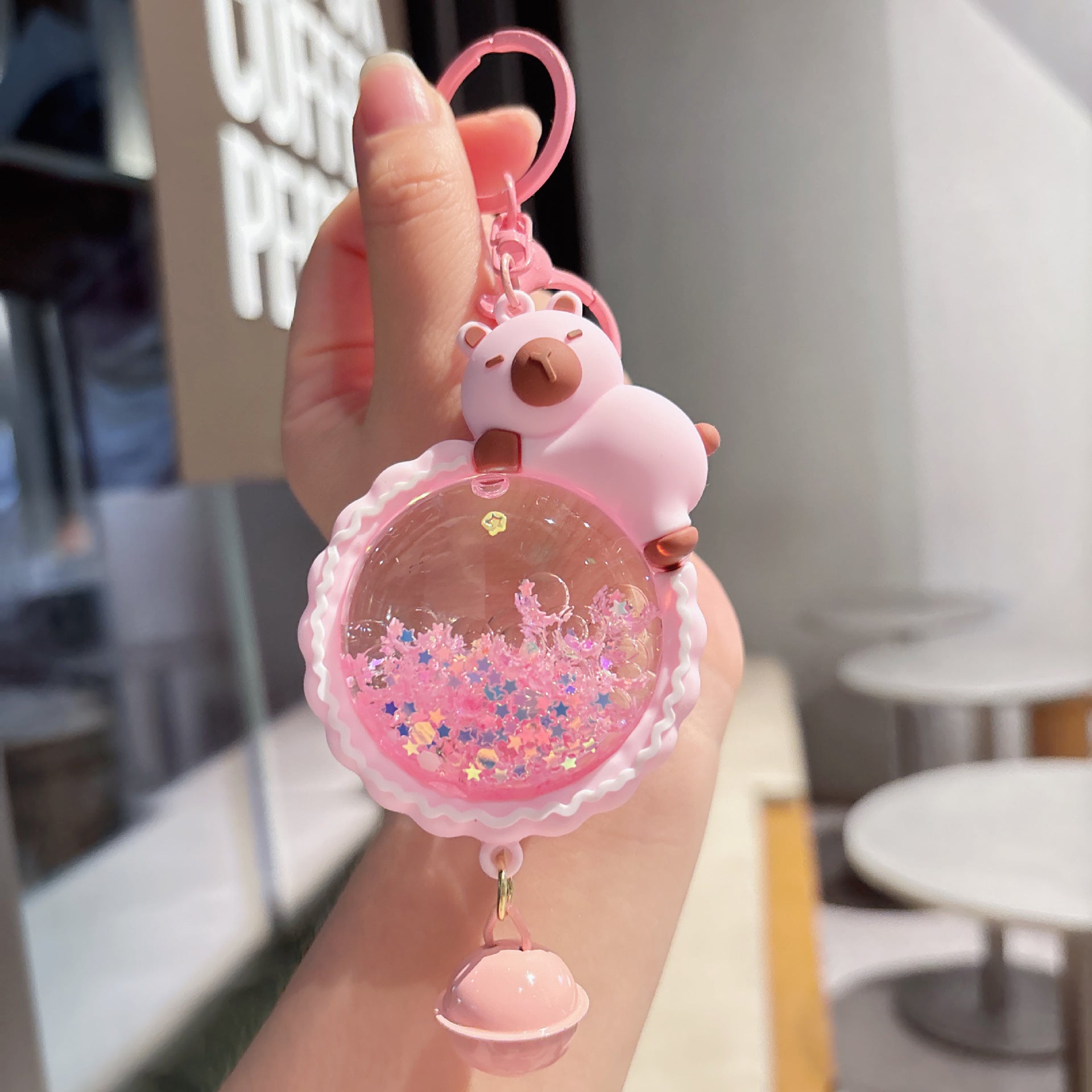 Wholesale Creative Quicksand Bottle Wind Chime Capybara Keychain