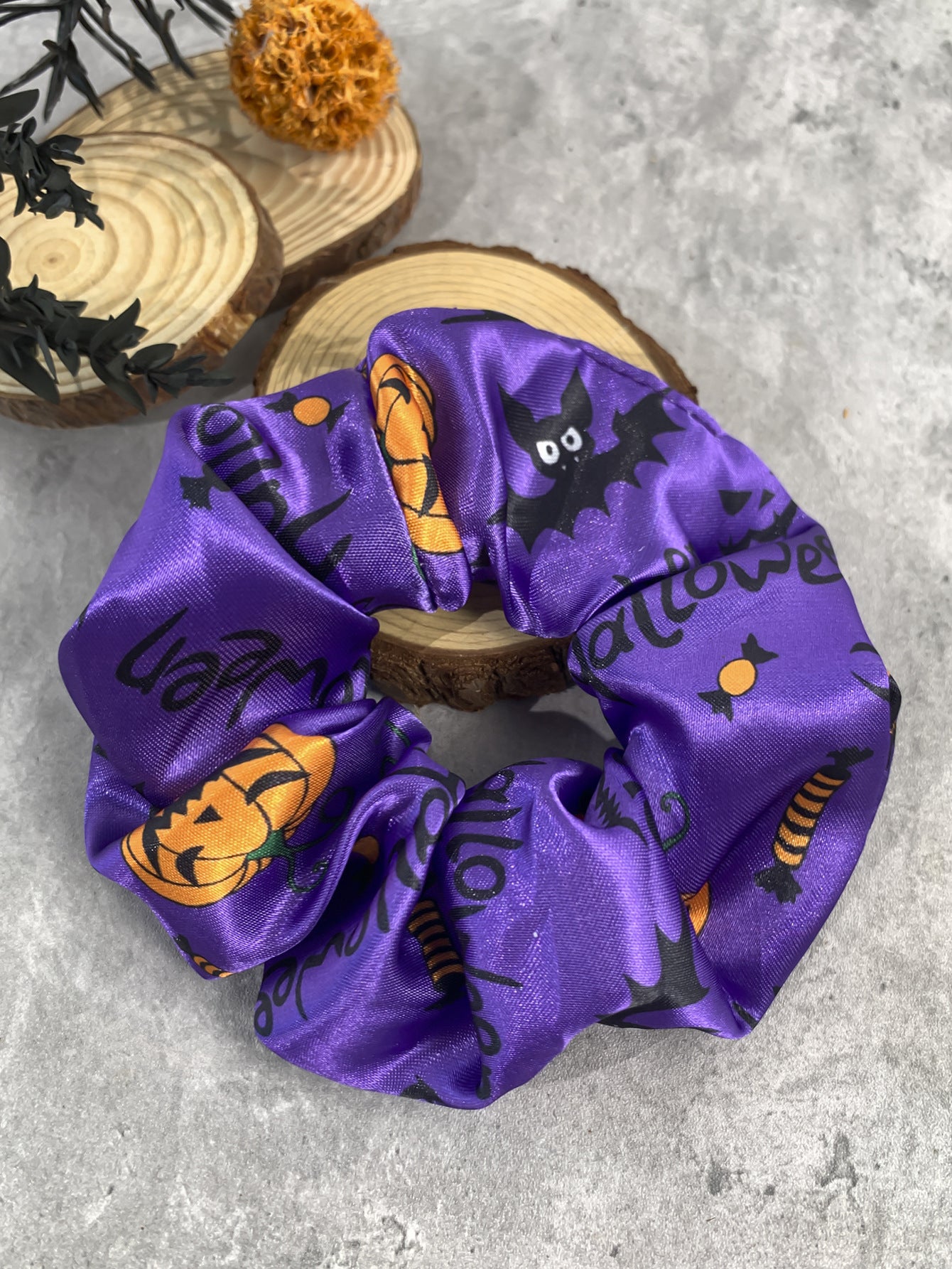 Wholesale Halloween Pumpkin Ghost Bat Large Intestine Hair Scrunchies ACC-HS-Mulin006