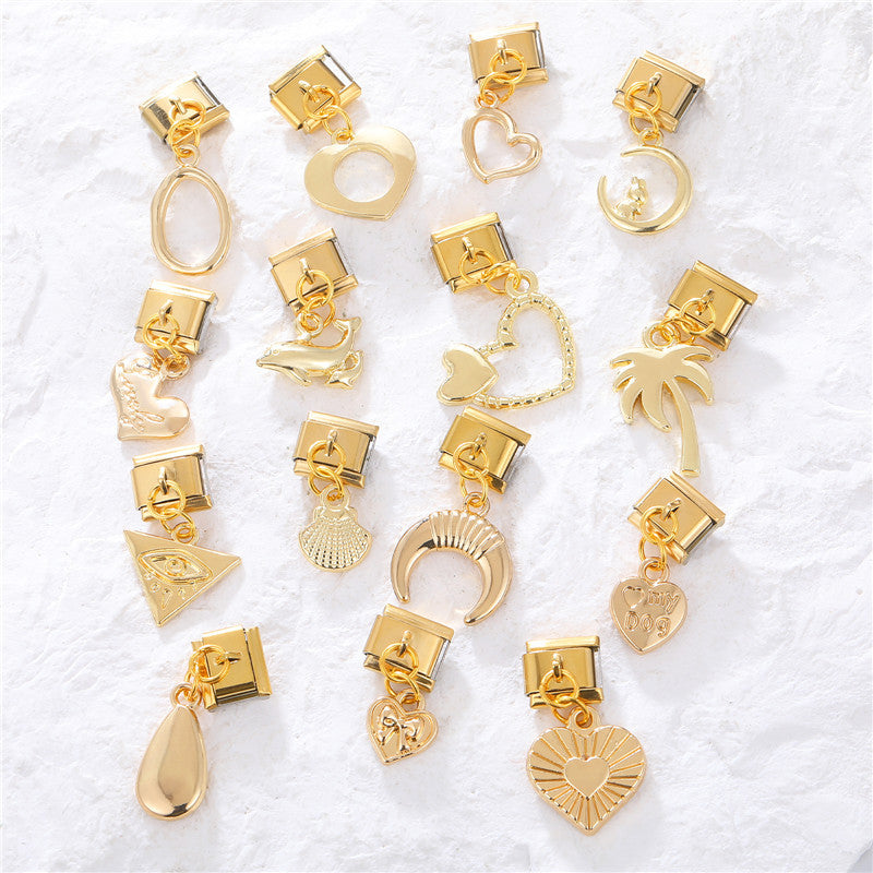 Wholesale Italian Charm Bracelet 9mm DIY Splicing Gold Pendant Titanium Steel Composable Bracelet