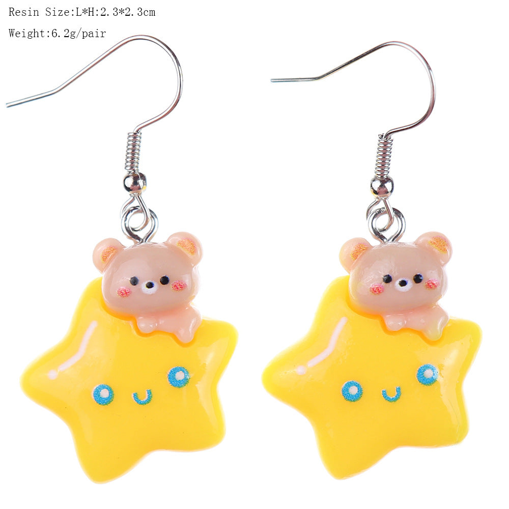 Wholesale  fun cartoon cute rocket bear star earrings