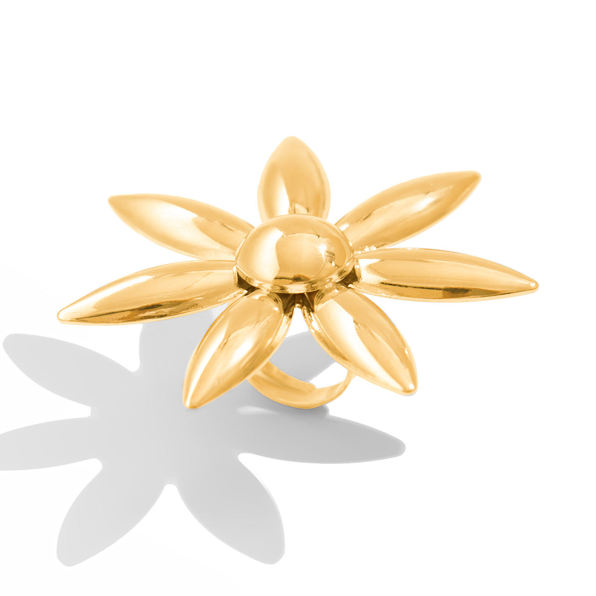 Wholesale Vintage Metallic Sunflower Polished Ring