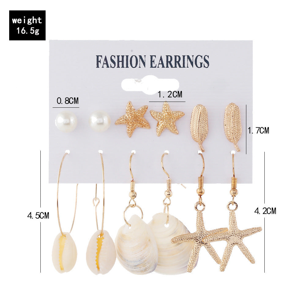 Wholesale starfish big circle scallop earrings