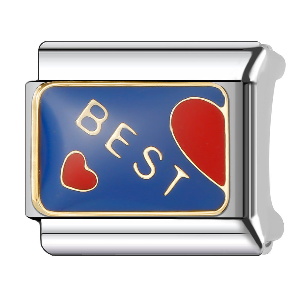 Wholesale Italian Charm Bracelet 9mm DIY English Series Creative Stainless Steel Composable Bracelet