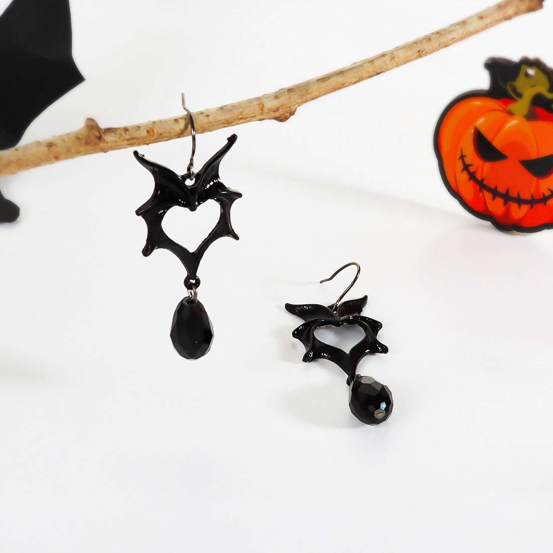 Wholesale   Retro Dark Bat Wings Heart-shaped Earrings
