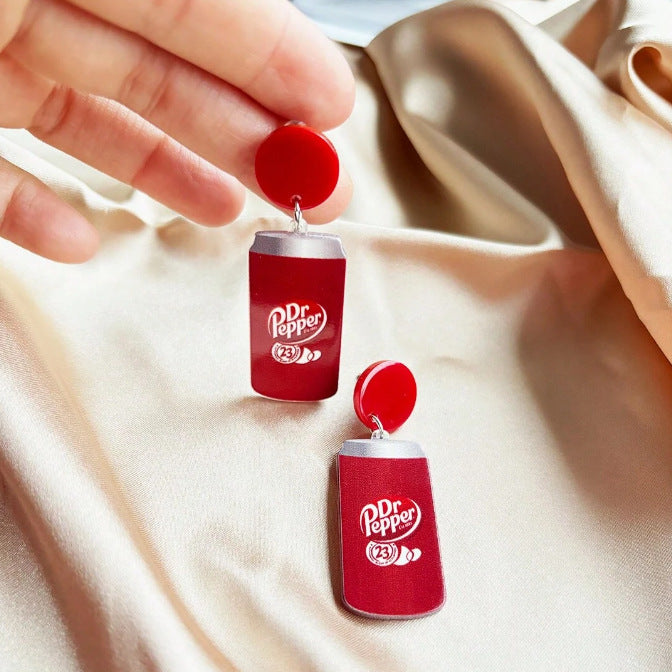 Wholesale  Creative Design Coke Drink Bottle 2D Acrylic Pendant Earrings