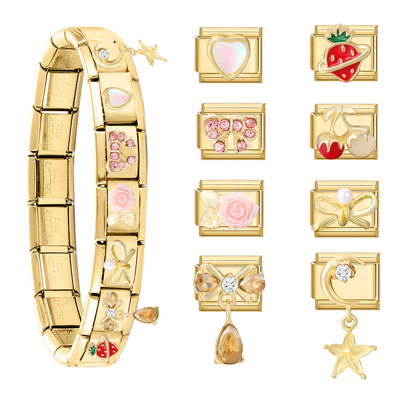 Wholesale 9mm Italian Charm Starter Bracelets DIY square Single Section Creative Stainless Steel Composable Bracelet