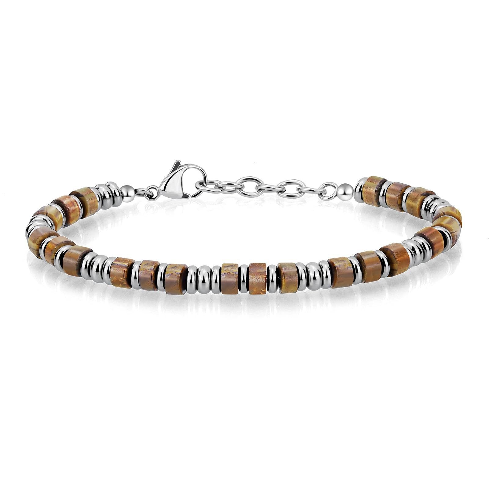 Wholesale Bohemian Chain Bracelet Natural Obsidian Beads Stainless Steel Business Gift Fashion Accessory