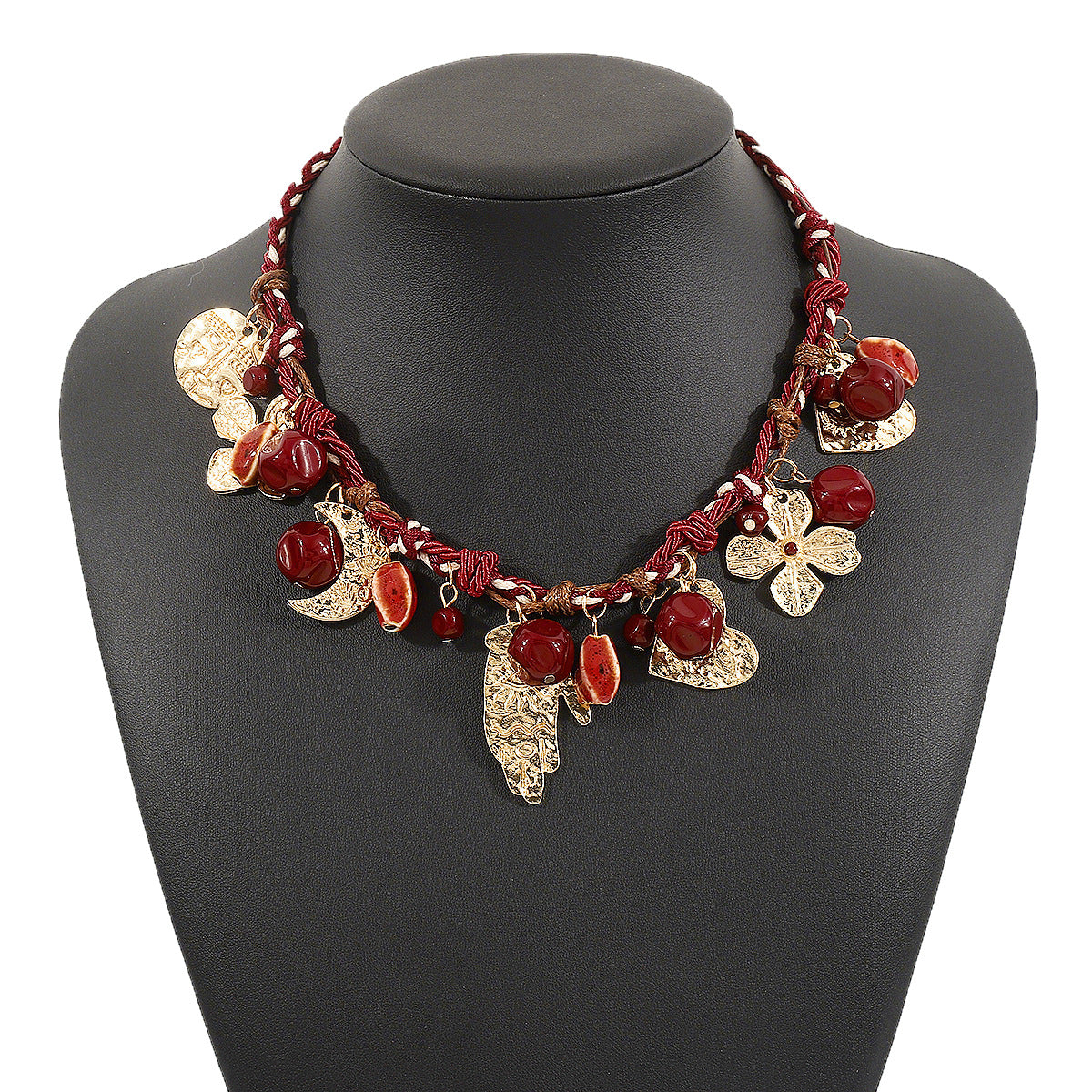 Wholesale Bohemian Ethnic Handmade Red Rope Necklace