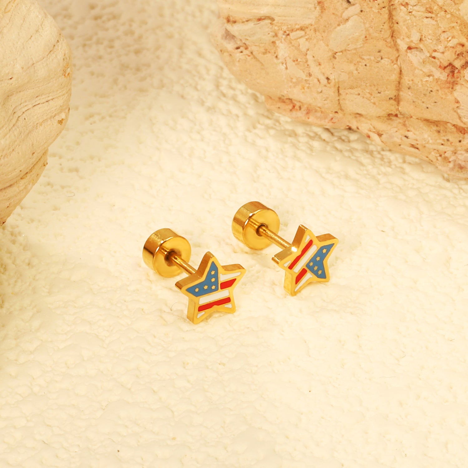 Wholesale Cute Bow Rainbow Screw Stud Earrings Stainless Steel Fashion Jewelry Gift for Women