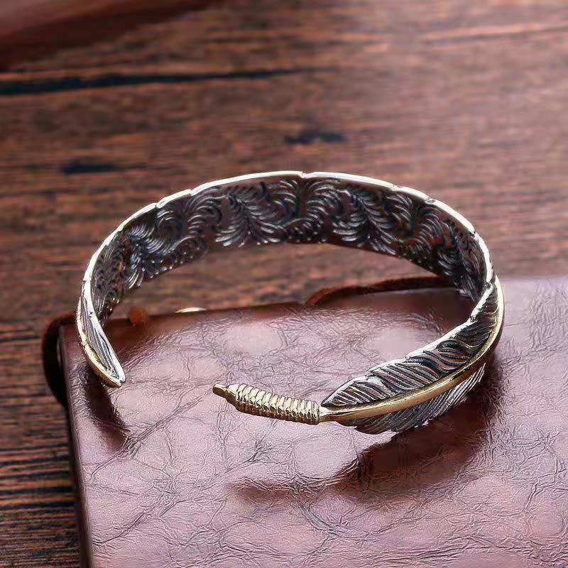 Wholesale  Retro Men's Alloy Fashion Creative Design Feather Bracelet