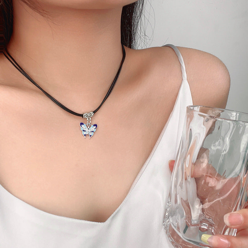 Wholesale Diamond Butterfly Pendant Necklace Clavicle Chain ACC-NE-NS002