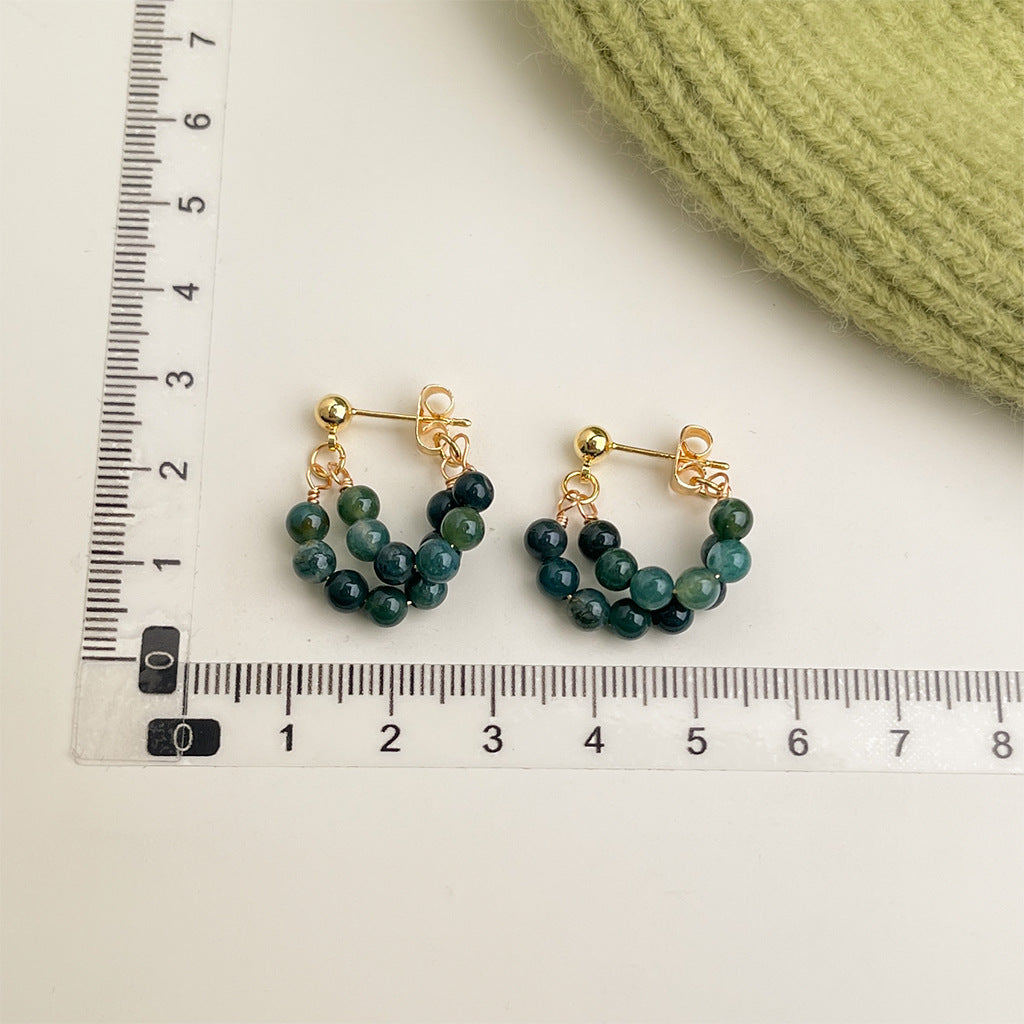 Wholesale Retro Green Oil Drop Flower Earrings
