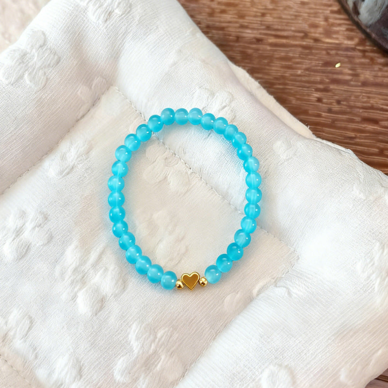 Wholesale Love Crystal Beaded Elastic Rope Bracelet