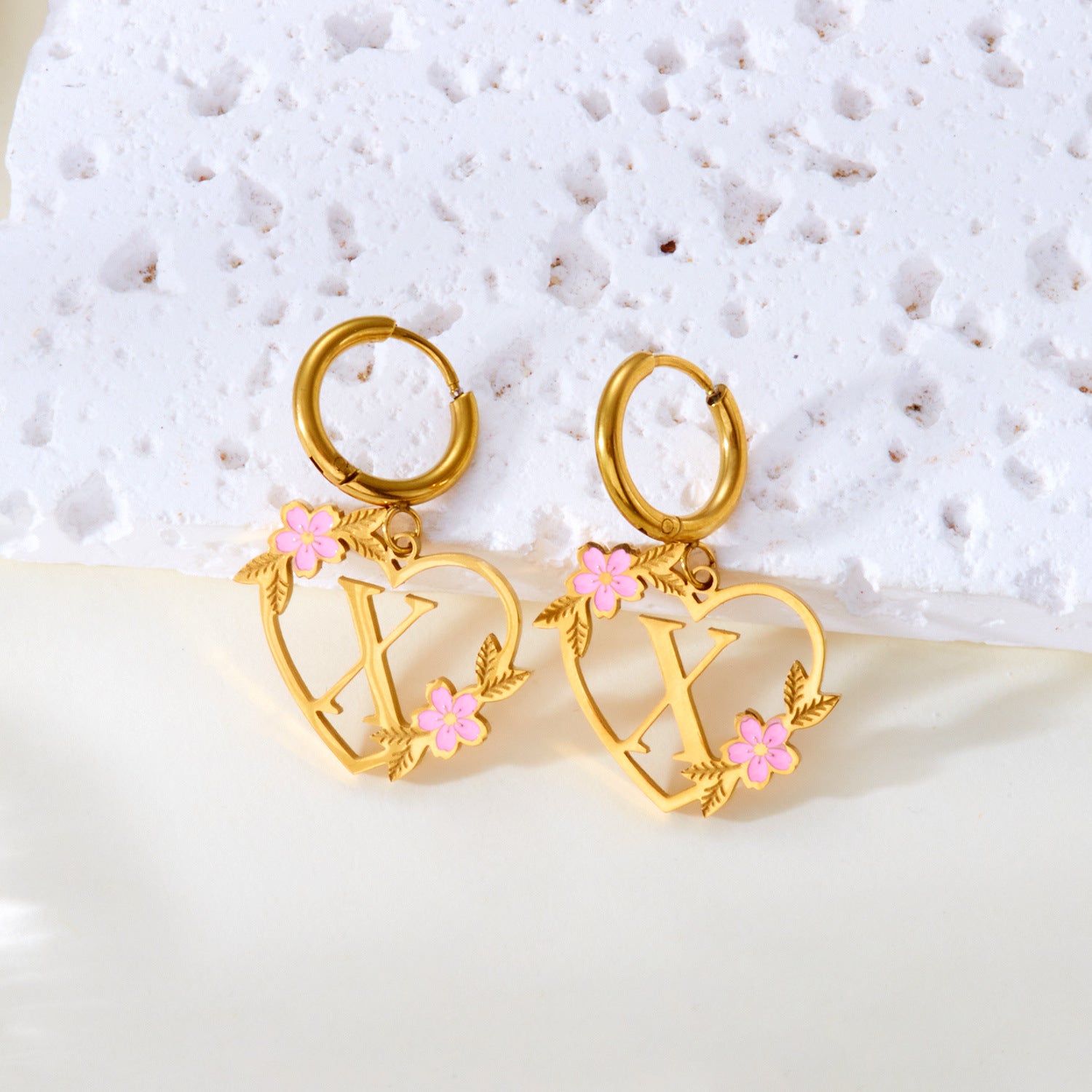 Wholesale Luxury Cut Out Stainless Steel 26 English Letter Earrings