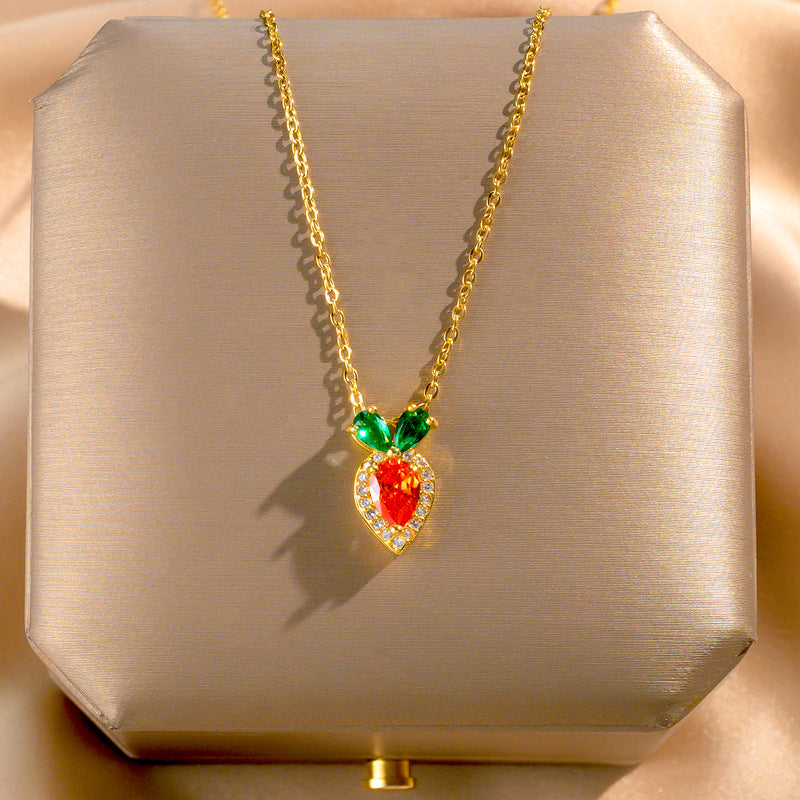 Wholesale Titanium Steel Zircon Clavicle Chain Necklace Korean Style Jewelry Accessory