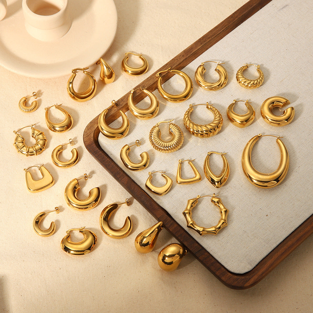 Wholesale Curved 18K Gold Stainless Steel Earrings ACC-ES-LiQuan011