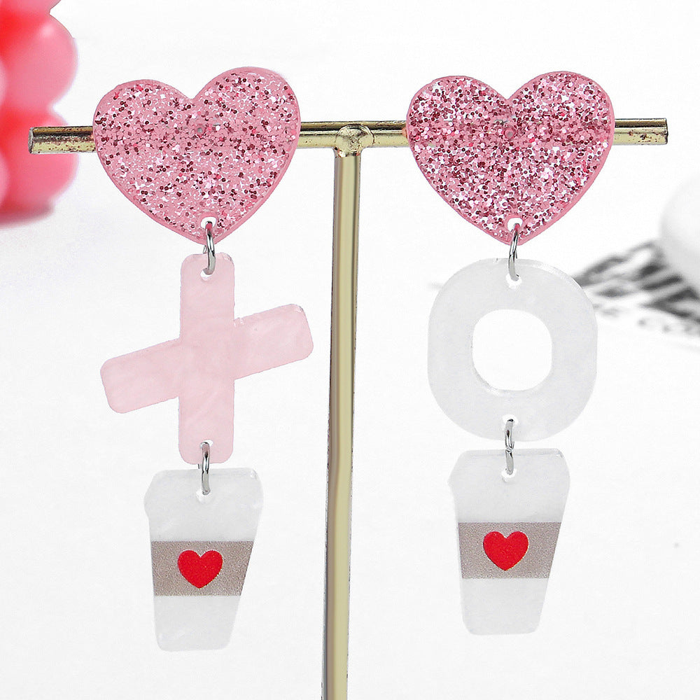 Wholesale Acrylic Heart Letter Earrings