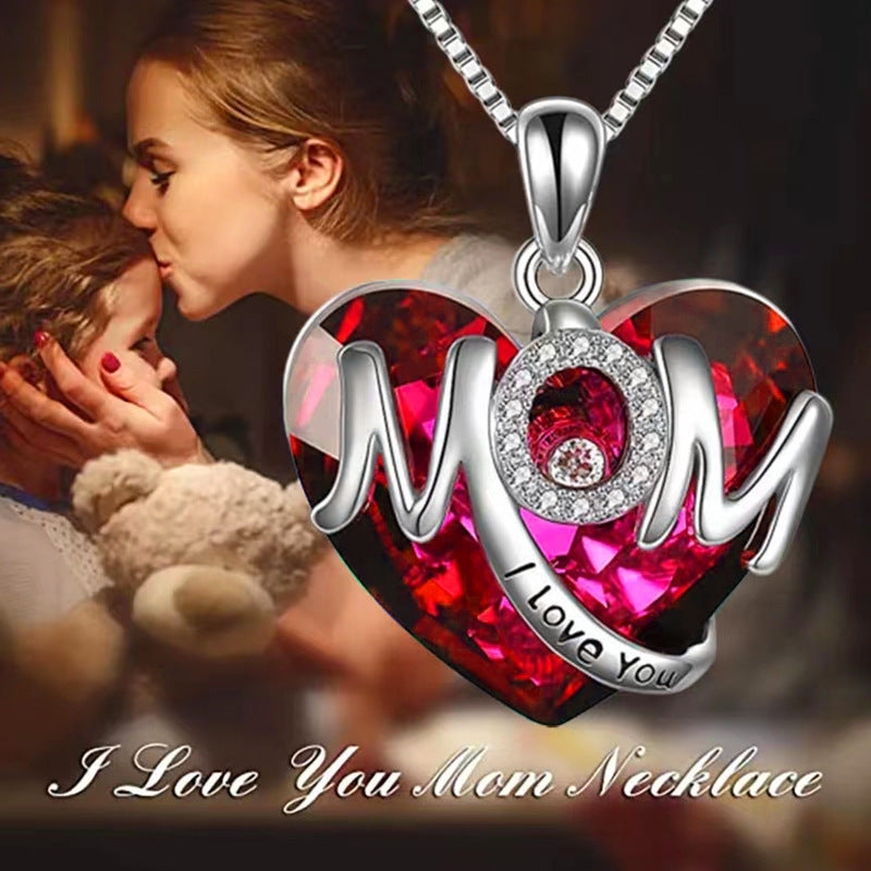 Wholesale Alloy Heart-shaped MOM Mother's Day Gift Necklace ACC-NE-JYS004