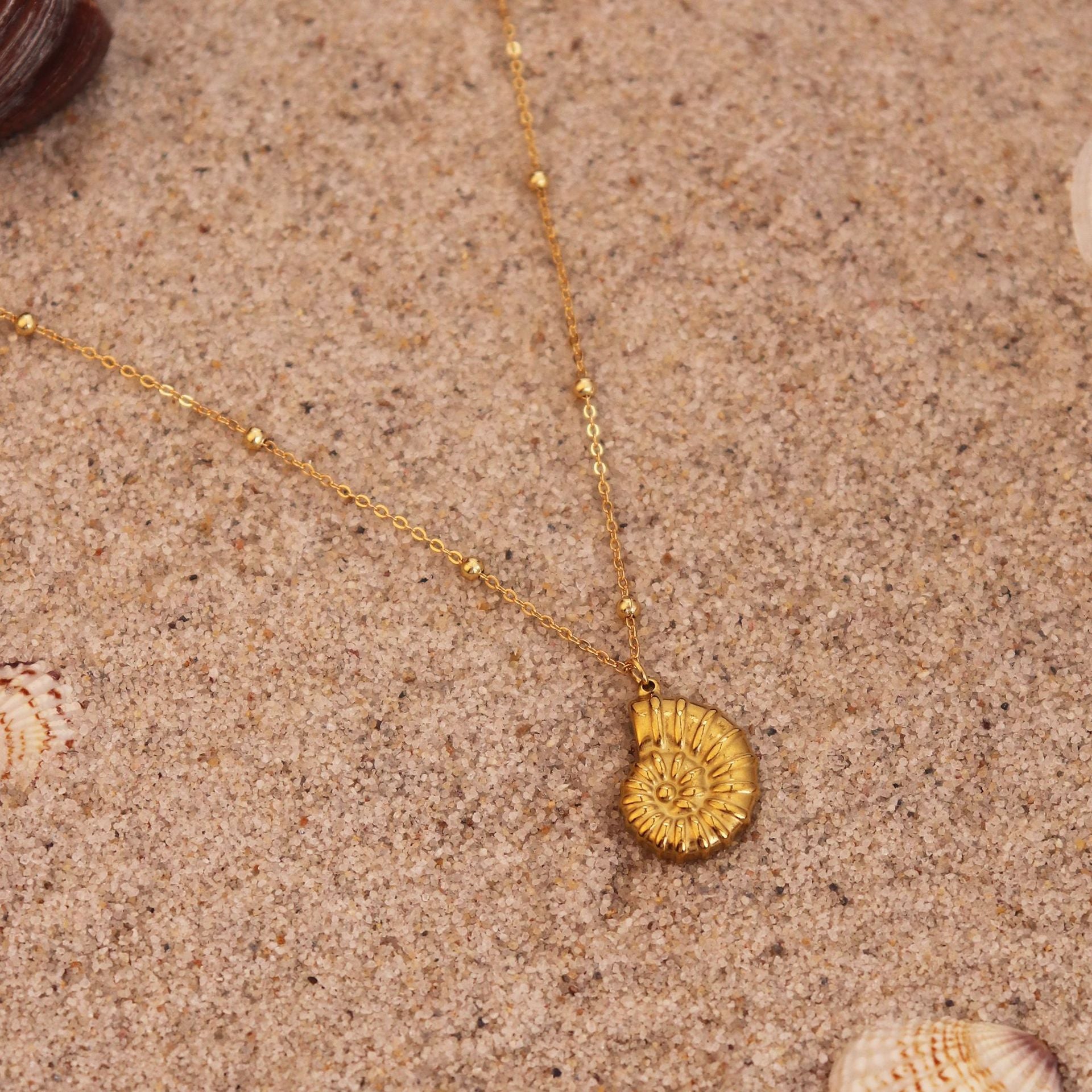 Wholesale No fading titanium steel seahorse dolphin shell necklace