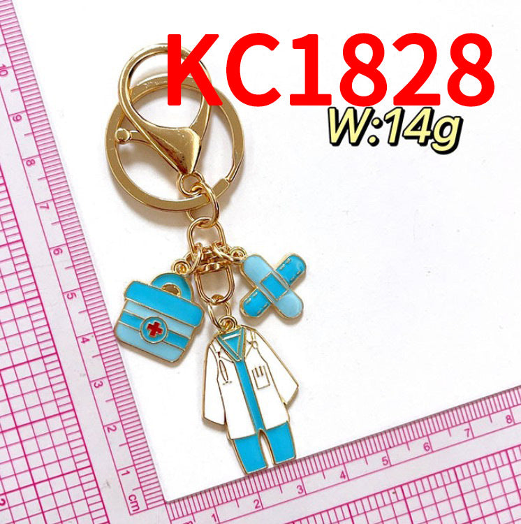 Wholesale Classic nurse cap thermometer pill mask heartbeat nurse suit zinc alloy keychain