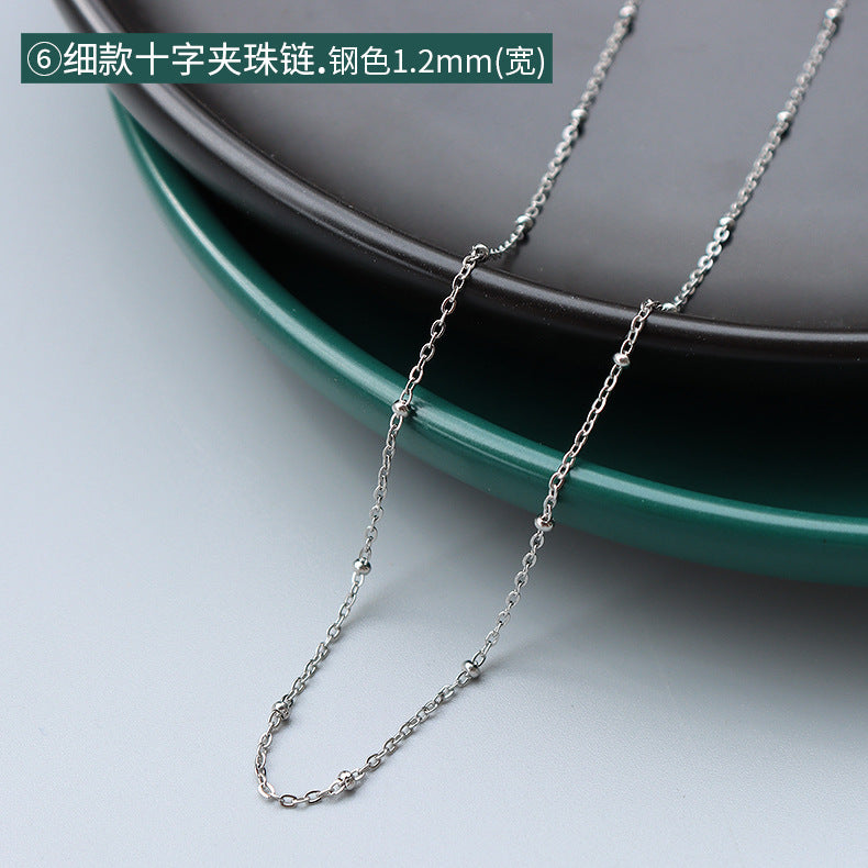 Wholesale 2pcs Cross Necklaces Snake Bone Chain Twist Chain Box Chain Titanium Steel 18K Gold Plated Clavicle Chain ACC-NE-MiLi002